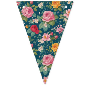 Banderines Parche Floral Boho Patrón de Flor Múltiple