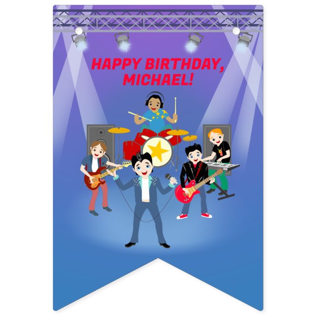 Banderines Partido de cumpleaños de Rock Star Boy Band (Primera bandera)
