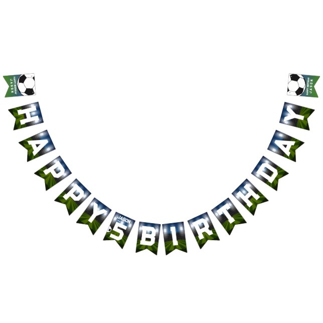 Banderines Partido de cumpleaños del deporte de fútbol blanco (Todo)