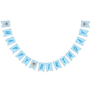 Banderines Partido de Cumpleaños del Oso de Koala Azul