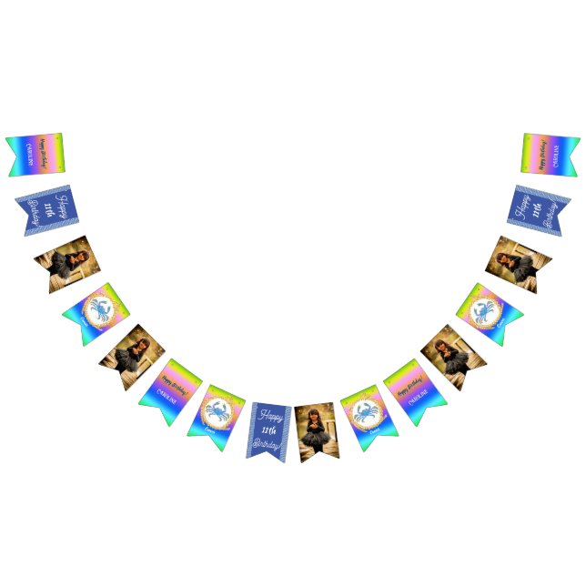 Banderines Partido de cumpleaños del Purpurina del Cáncer de  (Todo)