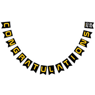 Banderines Partido de Graduación de Modern Gold Black Felicit