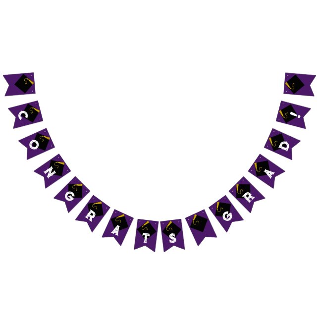 Banderines Partido de Graduación Púrpura Congrata Decoración (Todo)