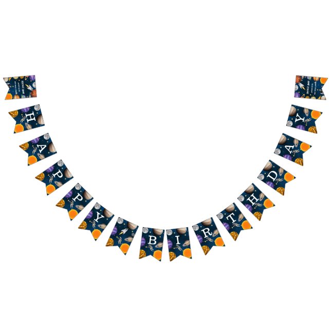 Banderines Partido del Primer Cumpleaños del Astronauta Espac (Todo)