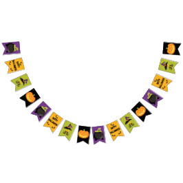 Banderines Partido Halloween Verde Morado Amarillo Negro Bruj