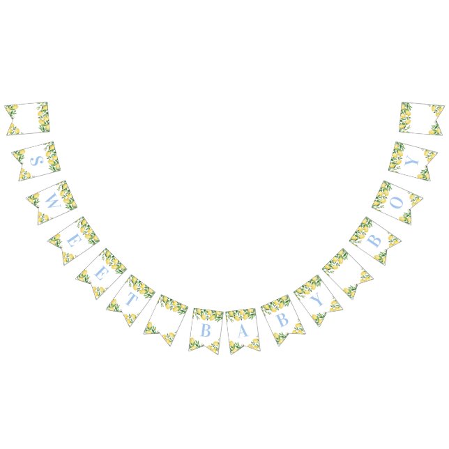 Banderines Pastel Blue Lemons Sweet Boy Baby Shower (Todo)
