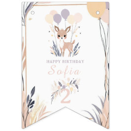 Banderines Pastel Boho Fawn y los globos Cumpleaños