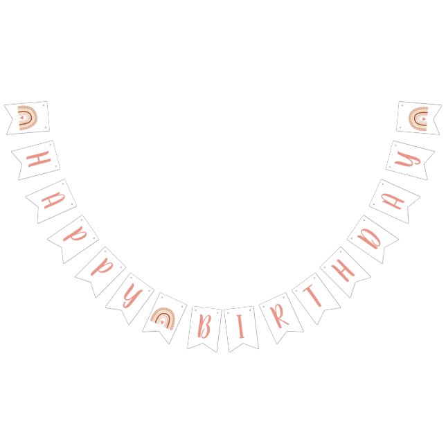 Banderines Pastel Boho Rainbow Chicas Feliz cumpleaños (Todo)