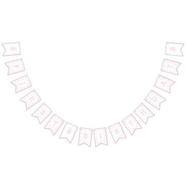 Banderines Pastel de cumpleaños rosado preppy Primer cumpleañ (Todo)