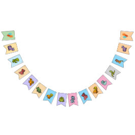 Banderines Pastel Dino Birthday Bunting
