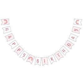 Banderines Pastel rosa moderno arcoiris feliz cumpleaños