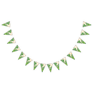 Banderines Patrón artístico verde y dorado que representa un 