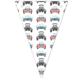 Banderines Patrón de color de agua vintage de los autos retro