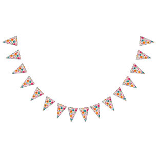 Banderines Patrón de fiesta floral para cumpleaños españoles