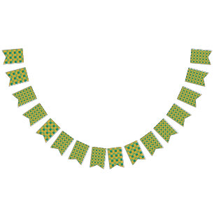 Banderines Patrón elegante de cuadros en verde y oro