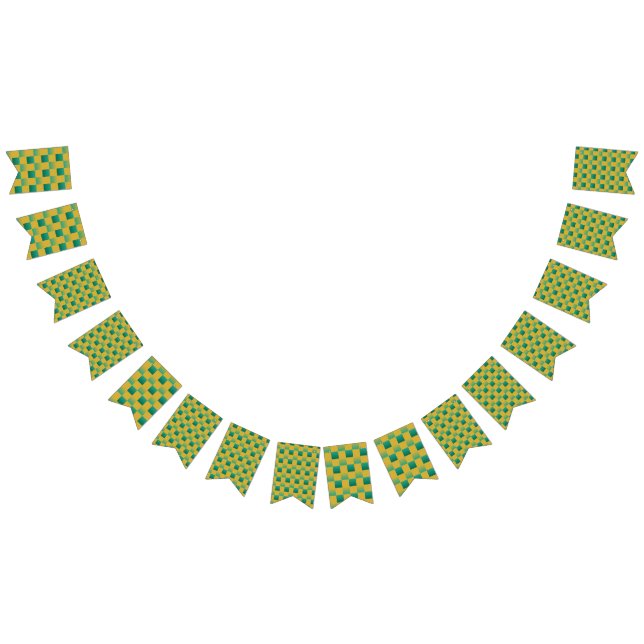 Banderines Patrón elegante de cuadros en verde y oro (Todo)