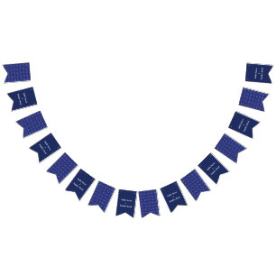 Banderines Patrón geométrico tradicional de píxeles en azul p