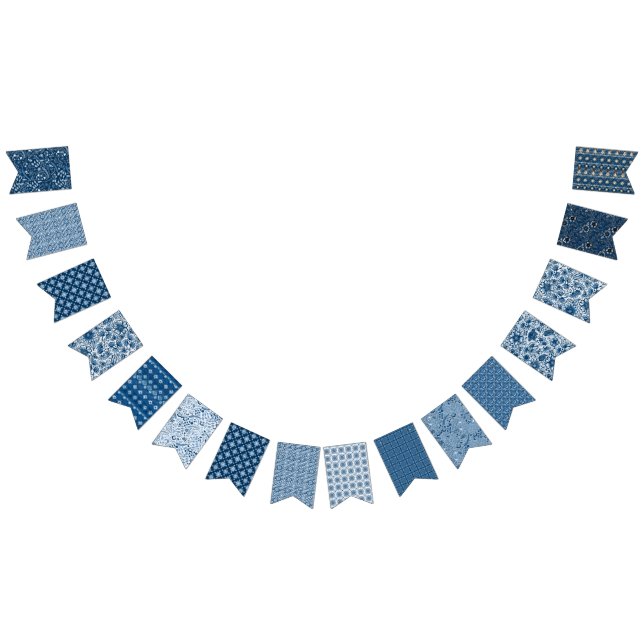 Banderines Patrones florales clásicos del Boho azul | Hermoso (Todo)