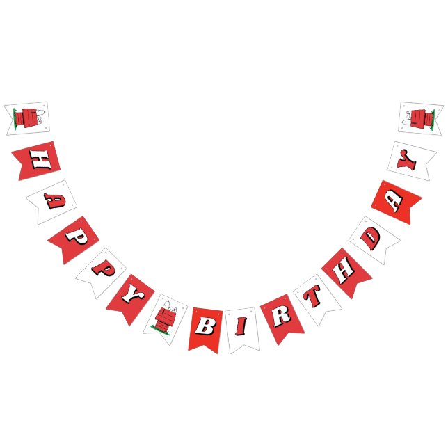 Banderines Peanuts Snoopy Dog House Birthday  Bunting Flags (Todo)