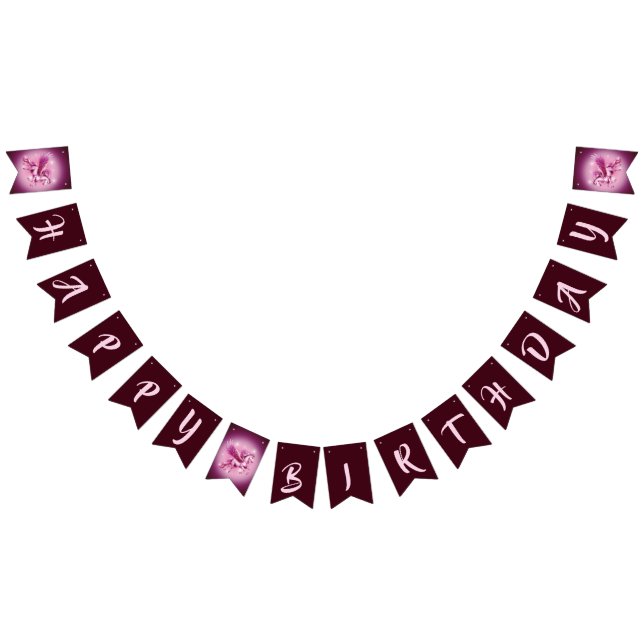 Banderines Pegasus Rosa "Feliz Cumpleaños" (Todo)