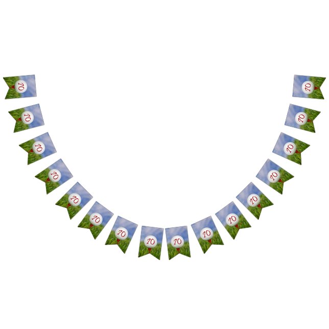 Banderines pelota de golf en tee in grass por 70 cumpleaños (Todo)