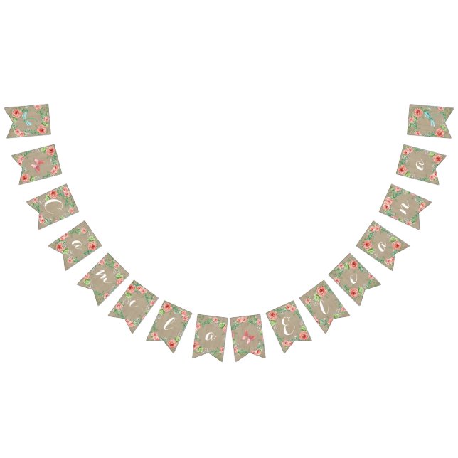 Banderines Pennant Rosa Nacida Nacida Nursera BOHO (Todo)