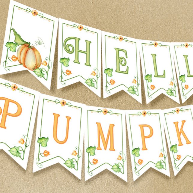 Banderines Pequeña Caída de Calabaza Género Baby Shower Neutr (Subido por el creador)