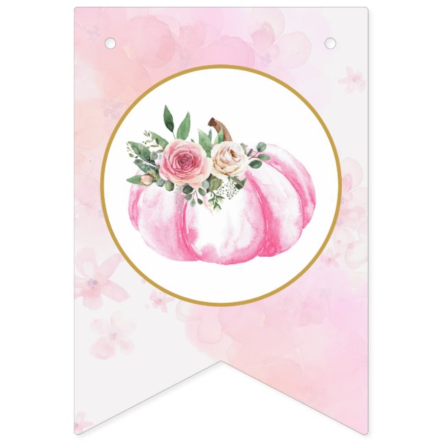 Banderines Pequeña Calabaza Pin Floral Caída Primer Cumpleaño (Primera bandera)