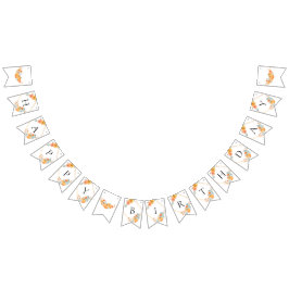 Banderines Pequeña Calabaza Primer Cumpleaños Acuarela Otoño 