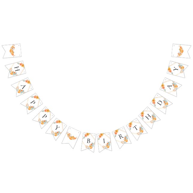 Banderines Pequeña Calabaza Primer Cumpleaños Acuarela Otoño  (Todo)