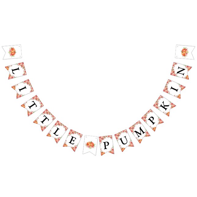 Banderines Pequeño Baby Shower floral de calabaza (Todo)