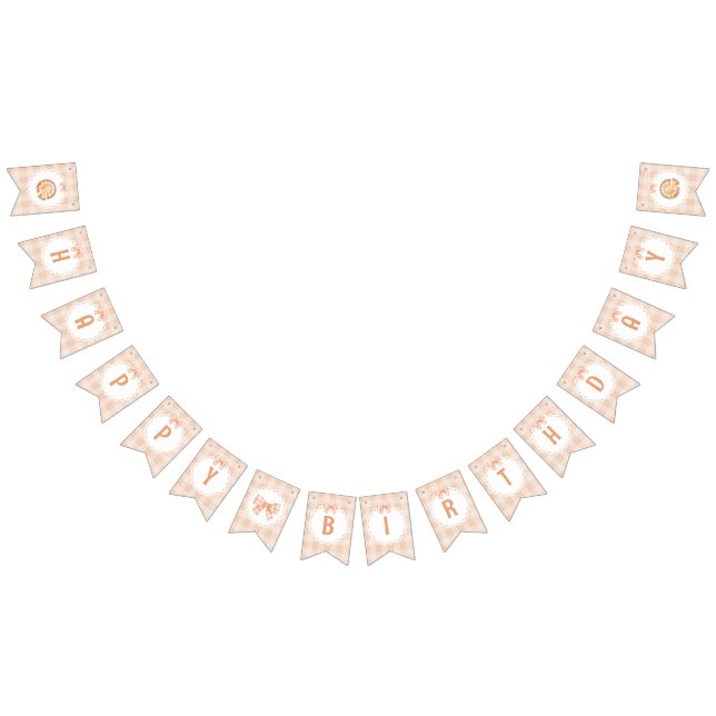 Banderines Pequeño lindo Pie feliz BIrthday gingham bow (Todo)