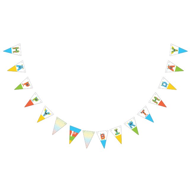 Banderines Pequeño monstruo feliz cumpleaños decoración Fiest (Todo)