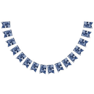 Banderines Personalizable floral azul de Toile No.1 del