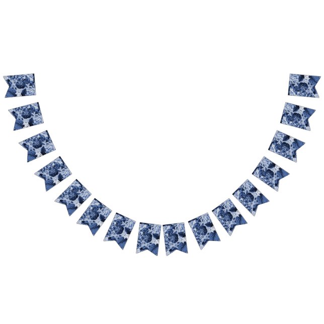 Banderines Personalizable floral azul de Toile No.1 del (Todo)