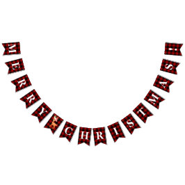 Banderines Personalizable Rojo, Negro Plaid Feliz Navidad!