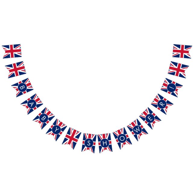 Banderines Personalizado Baby Shower Union Jack (Todo)