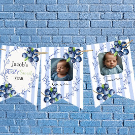 Banderines Personalizado Blueberry 1er cumpleaños 12 Foto