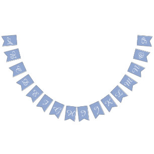 Banderines Personalizado de las letras de guión azul y blanco