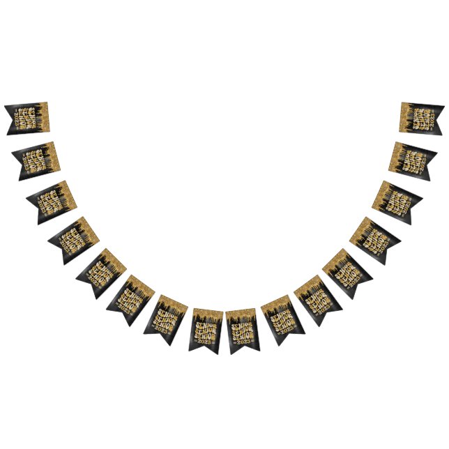 BANDERINES PERSONALIZADO DRIP DE PURPURINA NEGRO Y ORO SUPERI (Todo)