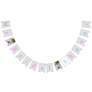 Banderines Personalizado rosa, azul y plata, foto de mi ducha