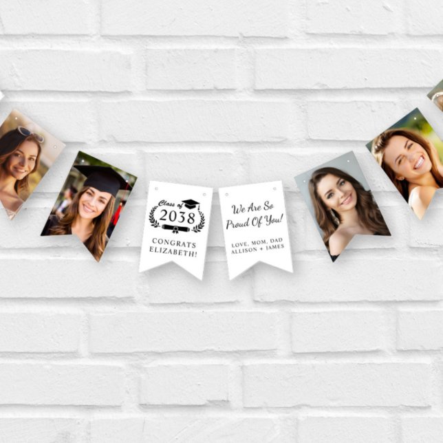 Banderines Personalized Graduation Party Photo (Personalized Graduation Party Photo Bunting Flags)