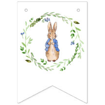 Peter el Conejo con la corona de hojas verdes