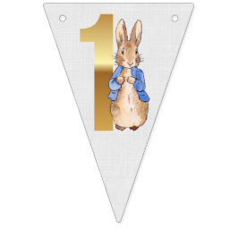 Banderines Peter the Rabbit 1er cumpleaños linén gris