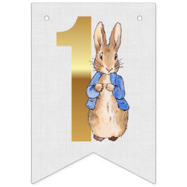 Banderines Peter the Rabbit 1er cumpleaños linén gris