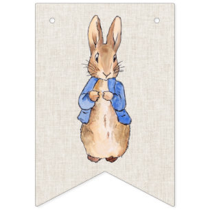Banderines Peter the Rabbit beige linen texturizado fondo