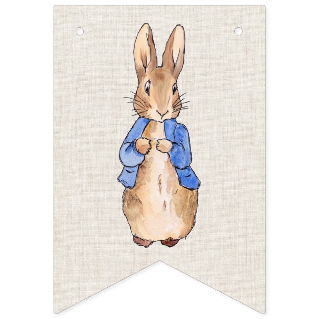 Banderines Peter the Rabbit beige linen texturizado fondo (Primera bandera)