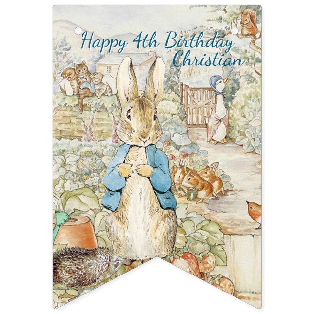 Banderines Peter the Rabbit Garden Storybook Cumpleaños (Primera bandera)