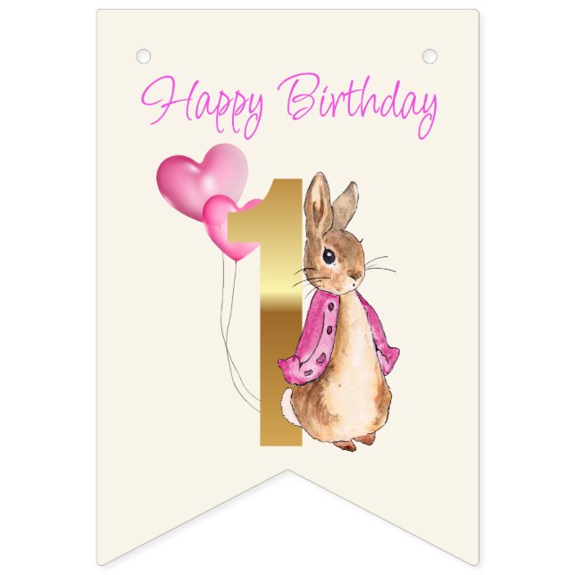 Banderines Peter the Rabbit Happy First Birday (Primera bandera)