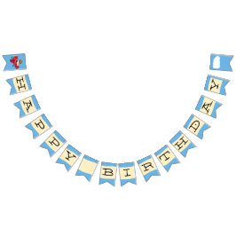 Banderines Piloto de Oso de Teddy Vintage Feliz Cumpleaños